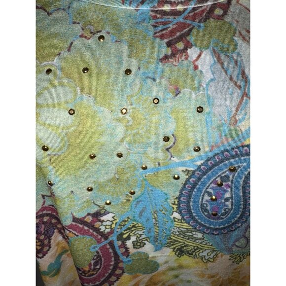 Appropriate Behavior Top Women Large 12/14 Paisley Short Sleeve Blouse Boho - Picture 3 of 7